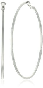 guess women's square edge hoop silver hoop earrings