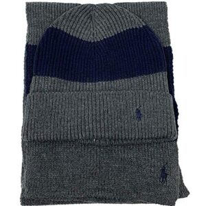 Polo Ralph Lauren Men's 2 Piece Set Hat & Scarf, Navy/Grey