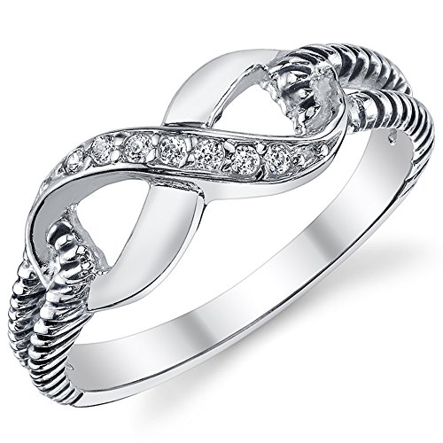 Sterling Silver 925 Infinity Ring with Cubic Zirconia Size 6