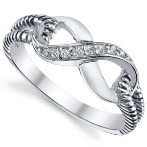 Sterling Silver 925 Infinity Ring with Cubic Zirconia Size 6