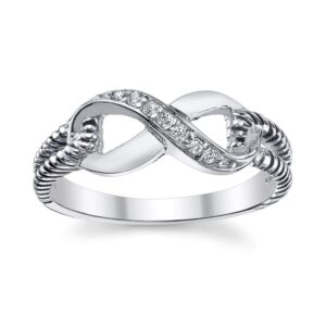 Sterling Silver 925 Infinity Ring with Cubic Zirconia Size 6