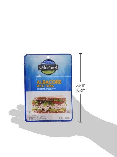 Wild Planet Wild Albacore Tuna, Sea Salt, Sustainably Wild-Caught, Kosher, Gluten Free, Keto and Paleo, 3rd Party Mercury Tested, 3 Ounce Pouch (Pack of 1)