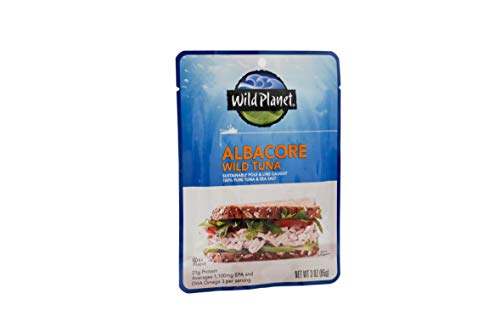 Wild Planet Wild Albacore Tuna, Sea Salt, Sustainably Wild-Caught, Kosher, Gluten Free, Keto and Paleo, 3rd Party Mercury Tested, 3 Ounce Pouch (Pack of 1)