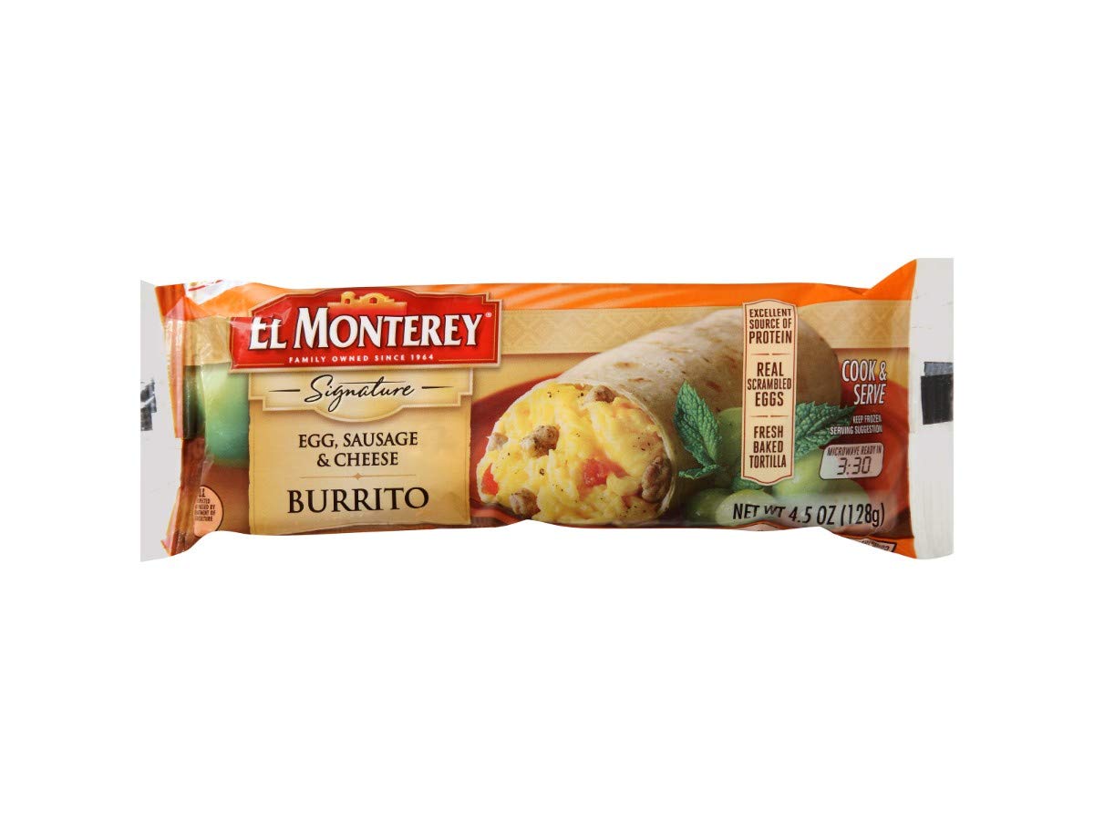 Ruiz El Monterey Egg and Cheese Sausage Breakfast Burrito, 4.5 Ounce -- 24 per case.