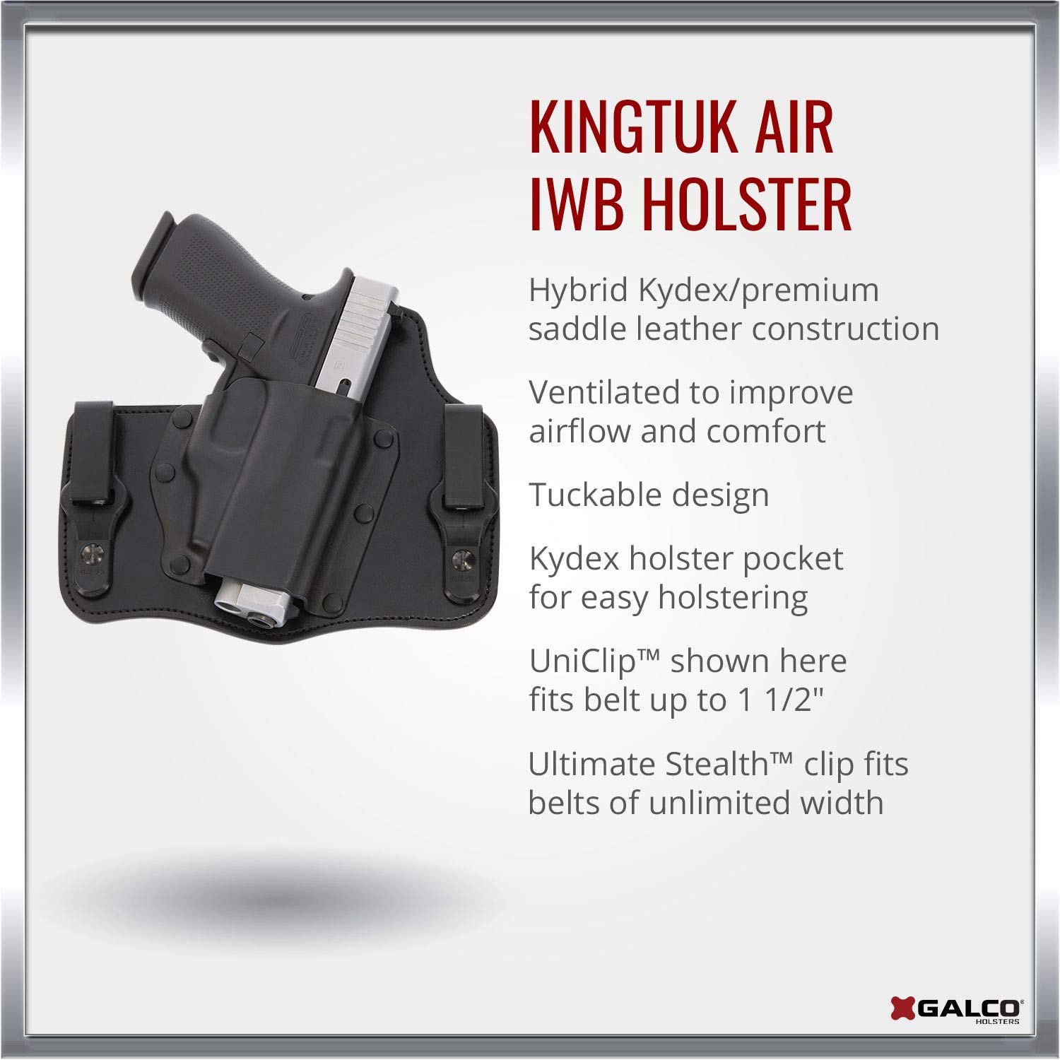 Galco KT428B Kingtuk Inside The Waistband Gun Holster for HK USP Compact 45, Right, Black