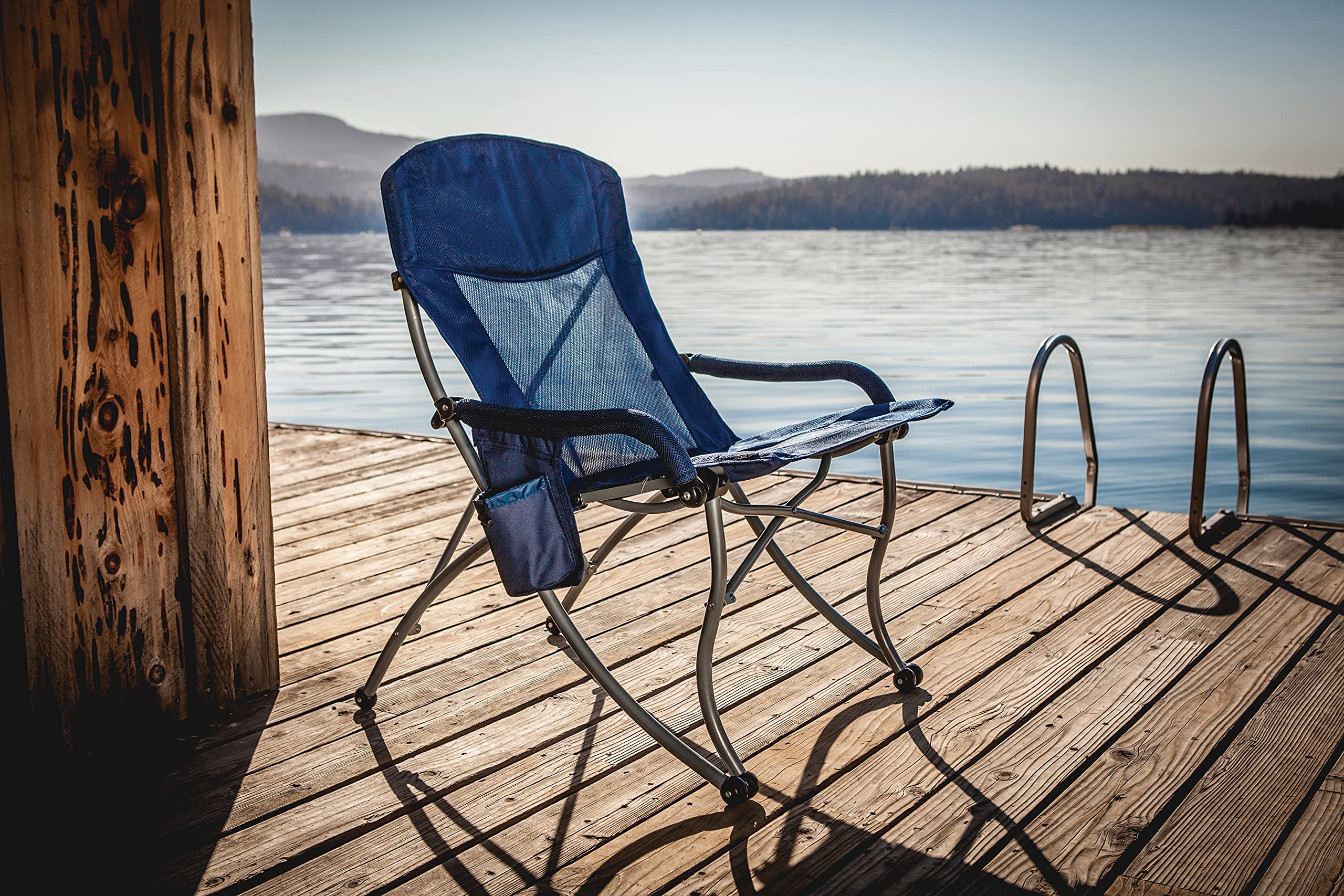 ONIVA - a Picnic Time Brand PT-XL Over-Sized 400-Lb. Capacity Outdoor Folding Camp Chair, Navy