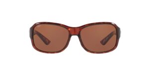 costa del mar womens inlet rectangular sunglasses, tortoise/copper polarized-580p, 58 mm