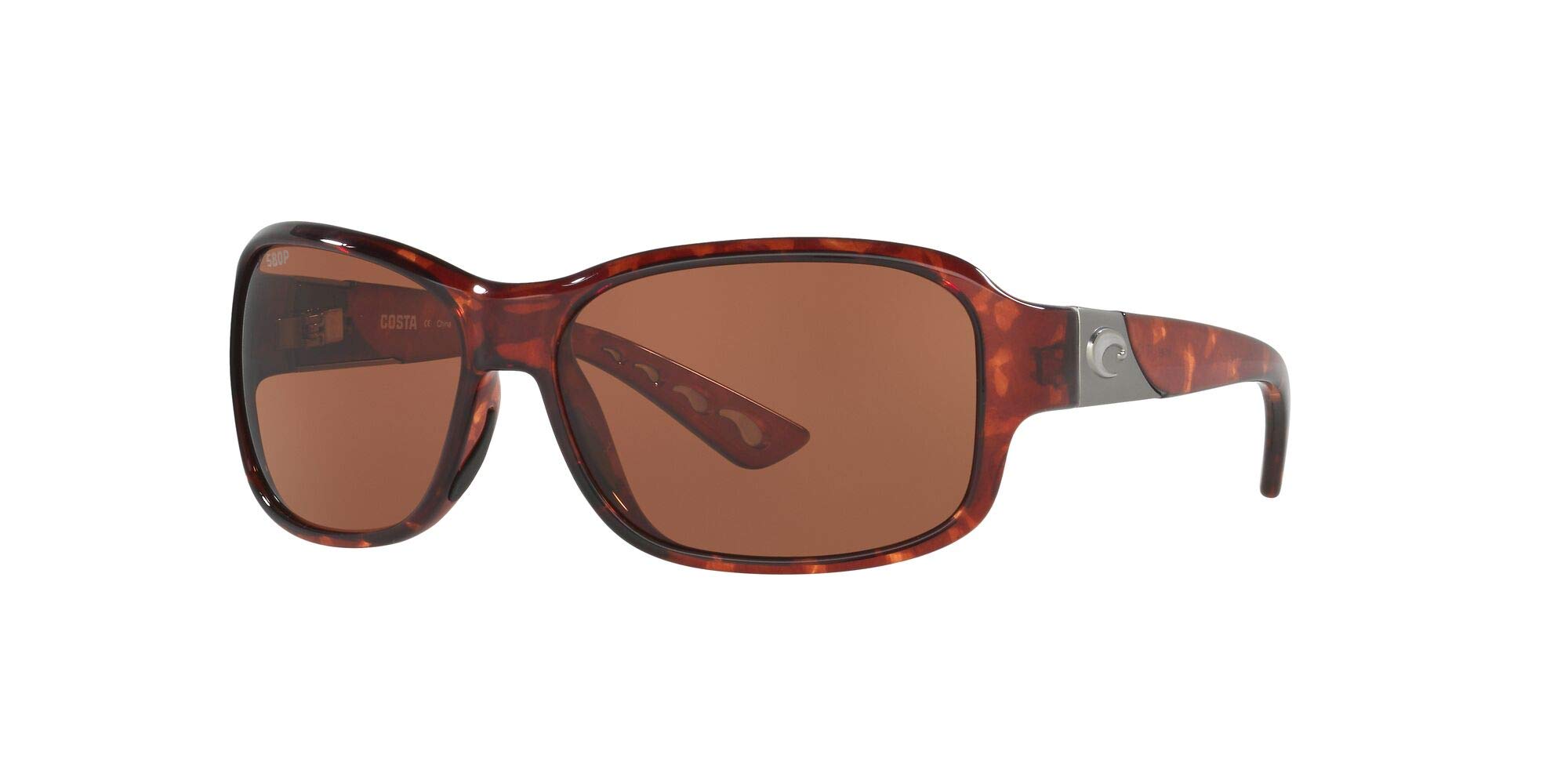 Costa Del Mar Womens Inlet Rectangular Sunglasses, Tortoise/Copper Polarized-580P, 58 mm