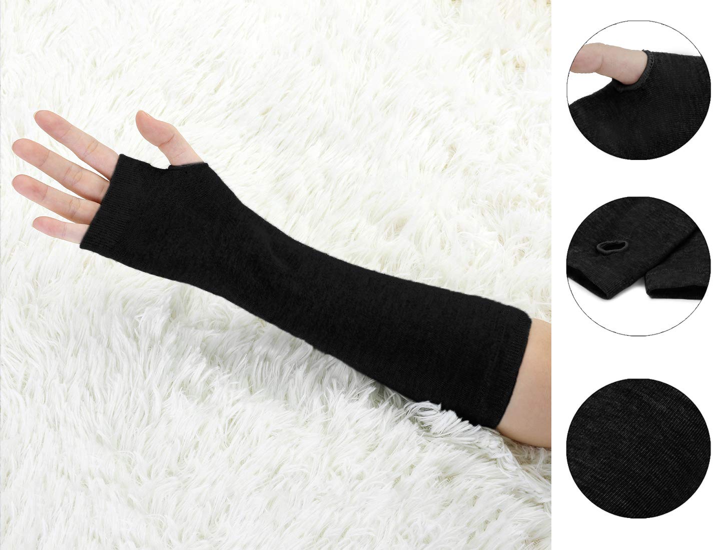 Allegra K Unisex Classic Fashion Stretch Fingerless Arm Warmers Oversleeve One Size Black