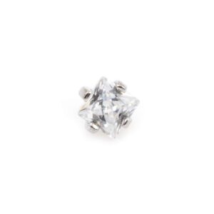 BodyJewelryOnline Clear Square Jewel Internally Threaded Dermal Top 2mm