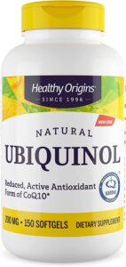 healthy origins ubiquinol (active form of coq10), 200 mg - activated form of coq10 - kaneka ubiquinol supplements for heart health & antioxidant support - gluten-free & non-gmo - 150 softgels