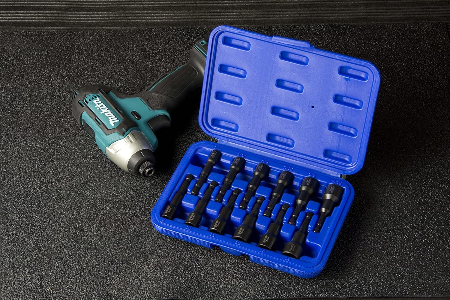 NEIKO 10250A Magnetic Hex Impact Nut Driver Set, 12-Piece Driver Bit Set for Drill, Cr-V Steel, 1/4" Quick-Change Hex Shank Nutsetters, Impact Rated SAE & Metric Master Impact Driver Socket Set