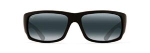 maui jim men's and women's world cup polarized wrap sunglasses, matte black rubber/neutral grey, large