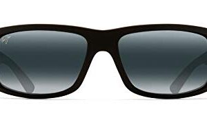 Maui Jim Men's and Women's World Cup Polarized Wrap Sunglasses, Matte Black Rubber/Neutral Grey, Large