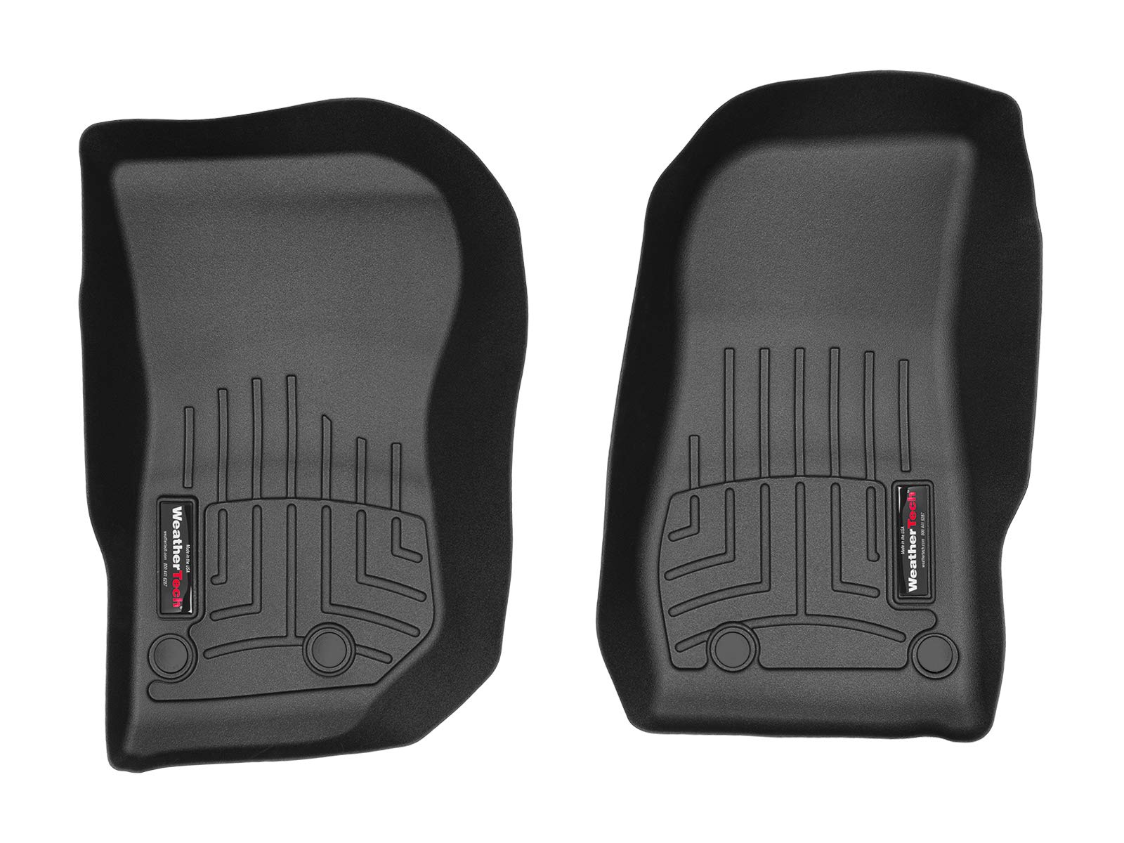 WeatherTech Custom Fit FloorLiners for Jeep Wrangler JK 2-Door, Wrangler Unlimited 4-Door, Wrangler JK Unlimited 4-Door, Wrangler 2-Door - 1st Row (445731), Black