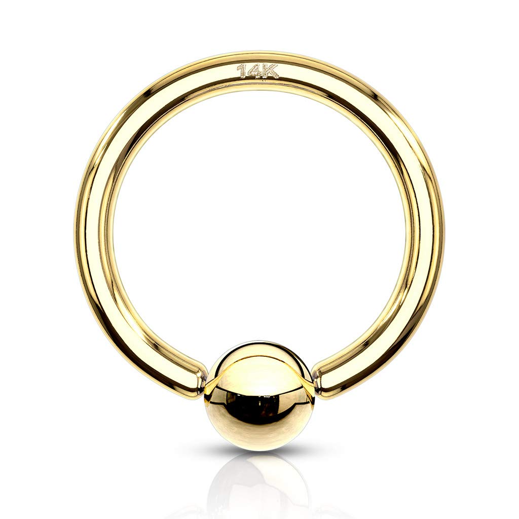 18 Gauge 1/4 Inch 3mm Bead 14K Solid Gold Captive Bead Ring Hoop CBR Body Jewelry C92