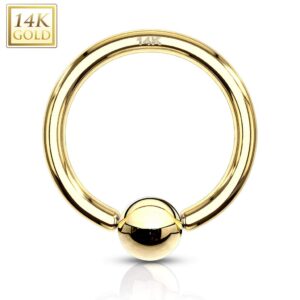 18 Gauge 5/16 Inch 3mm Bead 14K Solid Gold Captive Bead Ring Hoop CBR Body Jewelry C94