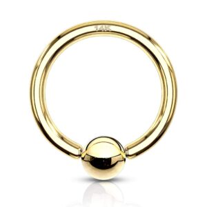 14 gauge 3/8 inch 4mm bead 14k solid gold captive bead ring hoop cbr body jewelry c98