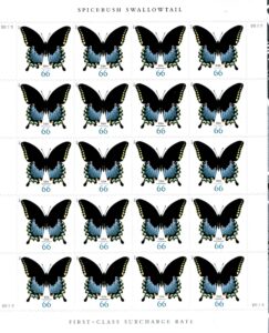 spicebush swallowtail butterfly sheet of 20 x 66 cent u.s. postage stamps scott 4736 by usps