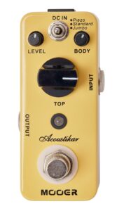 mooer acoustic guitar effect pedal, 2.25 x 4.25 x 1.75 (acoustikar)