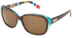 kate spade new york women's hilde cat-eye sunglasses, olive & tortoise & turquoise polarized, 54 mm