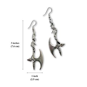 Gothic Vine Wrapped Executioner's Axe Medieval Renaissance Dangle Earrings