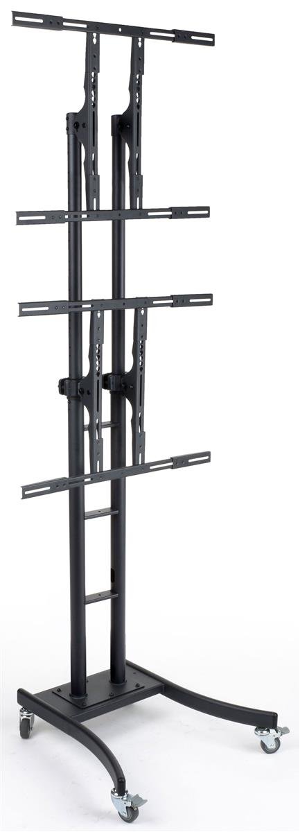 Mobile TV Stand for Floor, Dual Monitor Mount for 32 to 65 Inch Monitors