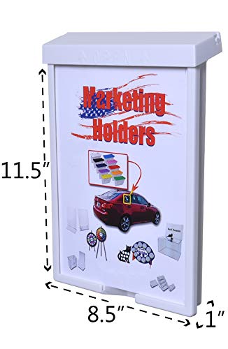 Set of 6, Outdoor Literature Dispenser for 8.25 x 11 Pamphlets with Clear Front Panel, Hinged Top Lid, Semi-Waterproof Brochure Holder for Wall Mount - Plastic, White