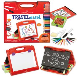 faber-castell do-art 3-in-1 travel easel - 30 piece tabletop easel for kids with art supplies, multicolor