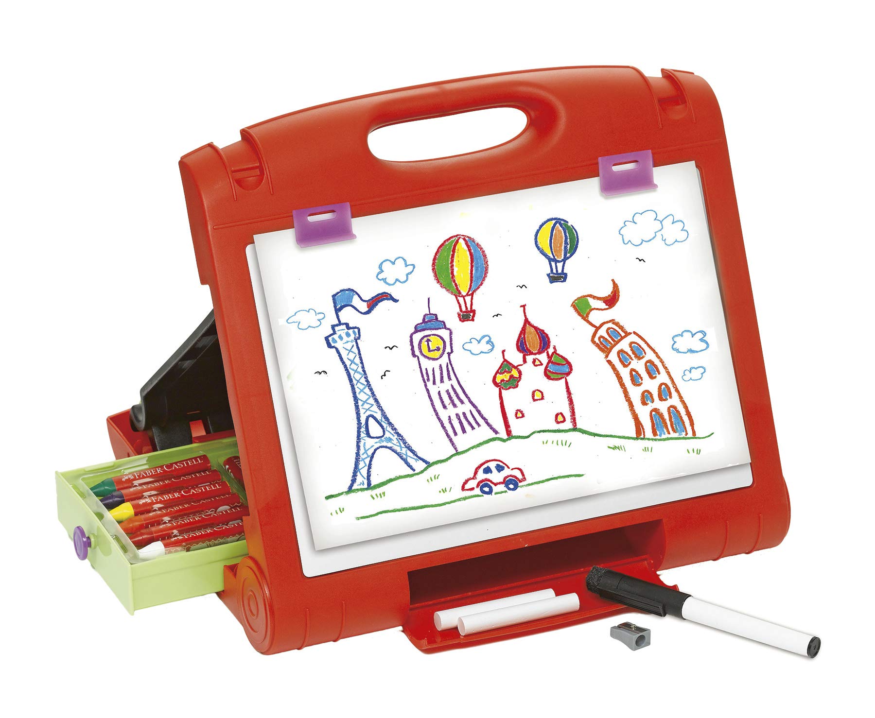 Faber-Castell Do-Art 3-in-1 Travel Easel - 30 Piece Tabletop Easel for Kids with Art Supplies, Multicolor