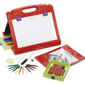 Faber-Castell Do-Art 3-in-1 Travel Easel - 30 Piece Tabletop Easel for Kids with Art Supplies, Multicolor