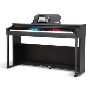 the one lighted-up digital piano, smart teaching piano keyboard with 88 hammer action keys for beginner/adult, full size weighted keyboard with 3 pedals/free app/bluetooth/midi/headphone output