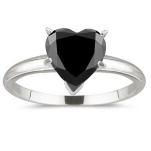 vogati 1/2 (0.46-0.55) cts of 4.00-4.90 mm aa heart black diamond heart solitaire ring in 14k white gold-7.0