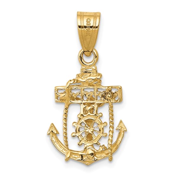 IceCarats 14K Yellow Gold Anchor Mariner Holy Cross Necklace Religious Pendant Jesus Christ Nautical Charm 26mm x 14mm Only