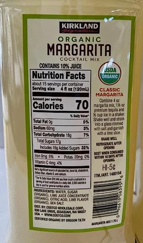 Kirkland Premium Margarita Cocktail Mix, 1.75 L(59.2 fl oz), Pack of 2