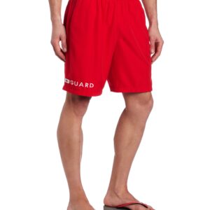 Speedo Men's Guard Swimsuit Trunk Knee Length Volley, 19" Speedo Red, X-Large