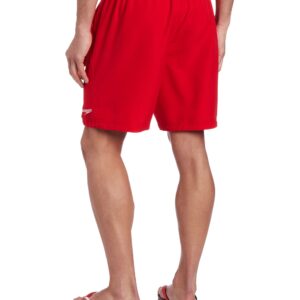 Speedo Men's Guard Swimsuit Trunk Knee Length Volley, 19" Speedo Red, X-Large