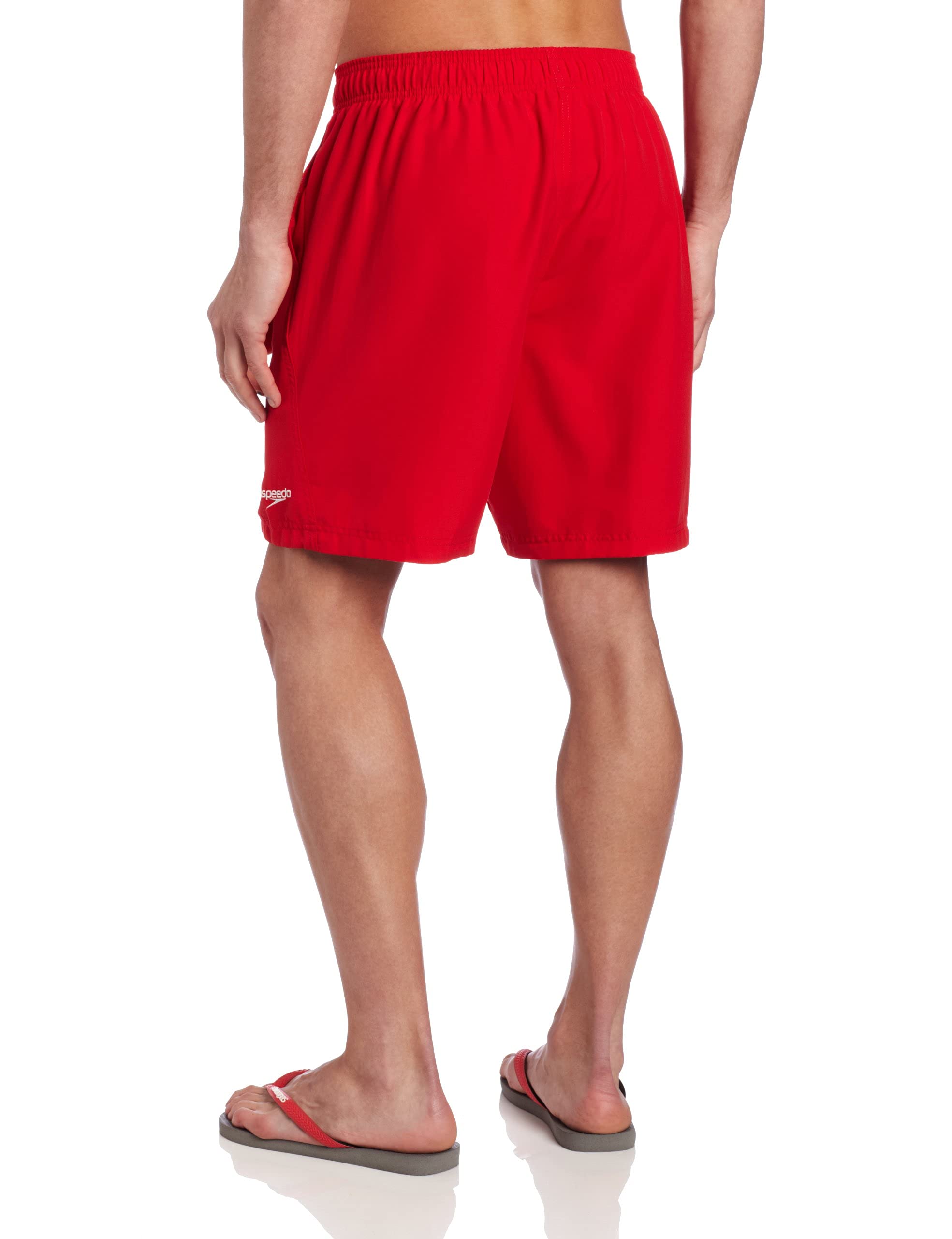 Speedo Men's Guard Swimsuit Trunk Knee Length Volley, 19" Speedo Red, X-Large