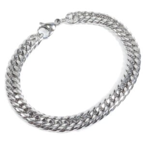 Stainless Steel Tight Double Link Curb Chain Bracelet 8mm 7inch