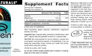 Source Naturals Magtein Magnesium L-Threonate 667mg Supports Focus, Mood, Healthy Memory, Cognitive Function, Sleep* - 90 Capsules