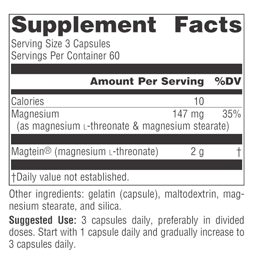 Source Naturals Magtein Magnesium L-Threonate 667mg Supports Focus, Mood, Healthy Memory, Cognitive Function, Sleep* - 90 Capsules