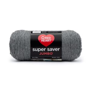 red heart super saver jumbo yarn-grey, 1 pack, gray heather 1446 foot