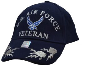 eagle emblems men's air force veteran with lightning embroidered ball cap