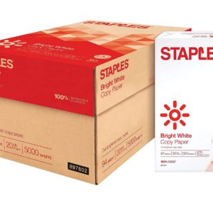 Staples Select Copy Paper, 8.5" x 11", 20 lbs., White, 500 Sheets/Ream, 10 Reams/Carton (20472)