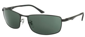 ray-ban men's rb3498 rectangular, black & green, 61mm