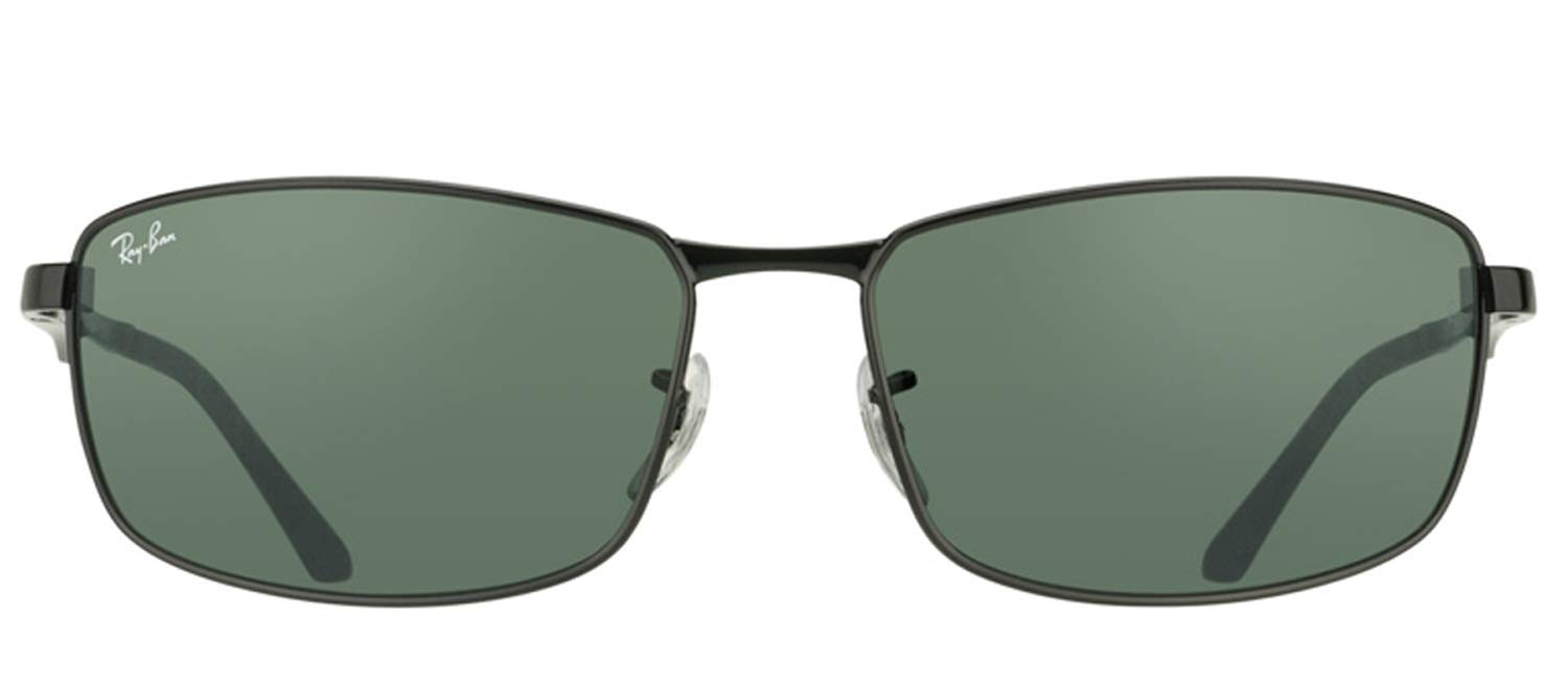 Ray-Ban Men's RB3498 Rectangular, Black & Green, 61mm