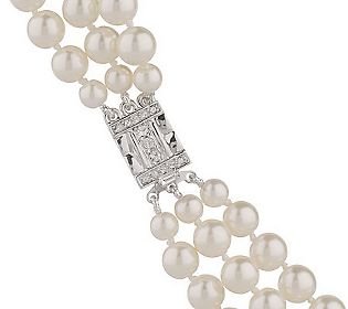 Jacqueline Jackie Kennedy Triple Strand Pearl Necklace 20" In Shell Pearl…