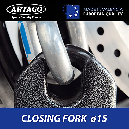 Artago 68T100 Maximum Security Motorcycle Chain Lock, Sold Secure Gold Approved, ø15 100cm/3,28ft, BUNKER SELECTION, Forged Steel MONOBLOK Padlock, Anti Theft Heavy Duty Chain Lock for Moto Scooter