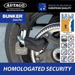 Artago 68T100 Maximum Security Motorcycle Chain Lock, Sold Secure Gold Approved, ø15 100cm/3,28ft, BUNKER SELECTION, Forged Steel MONOBLOK Padlock, Anti Theft Heavy Duty Chain Lock for Moto Scooter