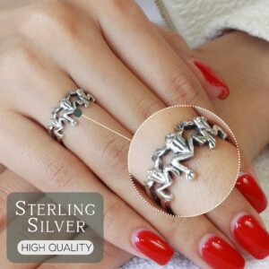 Sterling Silver Three Little Frogs Ring Size 8